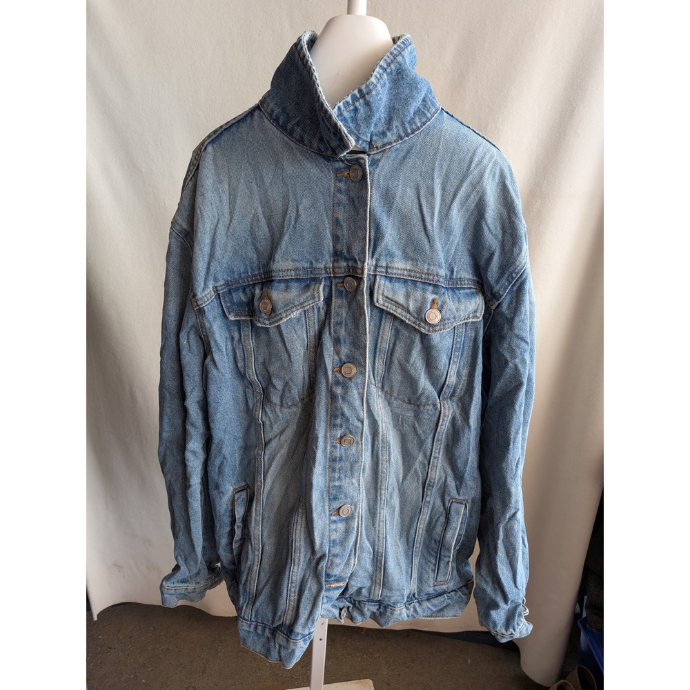 Jennyfer We Are Denim Light Wash Oversized Trucker Jacket Blue Womens Large